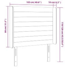 Greatstore Čelo postele s LED tmavě šedé 103 x 16 x 118/128 cm samet