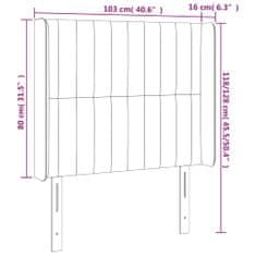 Greatstore Čelo postele s LED tmavě šedé 103 x 16 x 118/128 cm samet