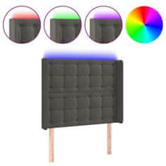 Greatstore Čelo postele s LED tmavě šedé 103 x 16 x 118/128 cm samet