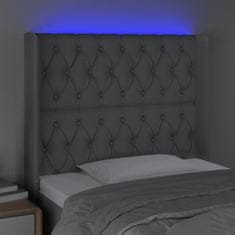 Vidaxl Čelo postele s LED světle šedé 103x16x118/128 cm textil