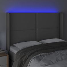 Greatstore Čelo postele s LED šedé 147 x 16 x 118/128 cm umělá kůže