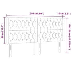 Greatstore Čelo postele s LED tmavě modré 203 x 16 x 118/128 cm samet