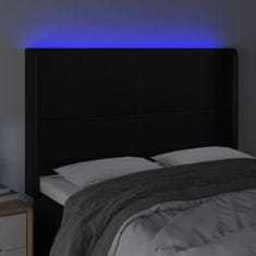 Vidaxl Čelo postele s LED černé 147 x 16 x 118/128 cm umělá kůže