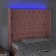 Vidaxl Čelo postele s LED růžové 93 x 16 x 118/128 cm samet