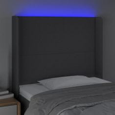 Vidaxl Čelo postele s LED tmavě šedé 103 x 16 x 118/128 cm textil