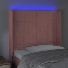 Vidaxl Čelo postele s LED růžové 103 x 16 x 118/128 cm samet