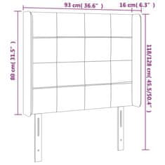 Greatstore Čelo postele s LED tmavě šedé 93 x 16 x 118/128 cm textil