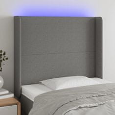 Vidaxl Čelo postele s LED tmavě šedé 103 x 16 x 118/128 cm textil