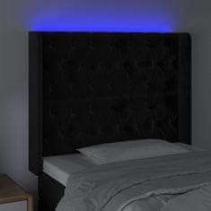 Greatstore Čelo postele s LED černé 103 x 16 x 118/128 cm samet