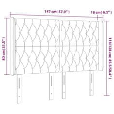 Vidaxl Čelo postele s LED tmavě šedé 147 x 16 x 118/128 cm textil