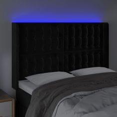 Greatstore Čelo postele s LED černé 147 x 16 x 118/128 cm samet