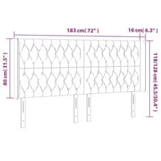 Greatstore Čelo postele s LED světle šedé 183 x 16 x 118/128 cm samet