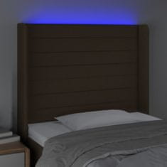 Vidaxl Čelo postele s LED tmavě hnědé 103 x 16 x 118/128 cm textil