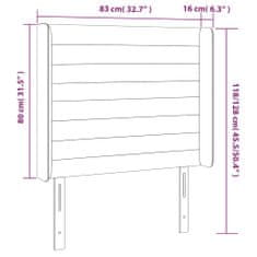 Greatstore Čelo postele s LED tmavě modré 83 x 16 x 118/128 cm samet