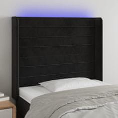 Greatstore Čelo postele s LED černé 83 x 16 x 118/128 cm samet