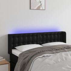 Vidaxl Čelo postele s LED černé 147 x 16 x 78/88 cm umělá kůže