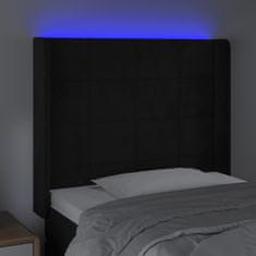 Vidaxl Čelo postele s LED černé 103 x 16 x 118/128 cm samet