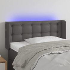 Greatstore Čelo postele s LED šedé 103 x 16 x 78/88 cm umělá kůže