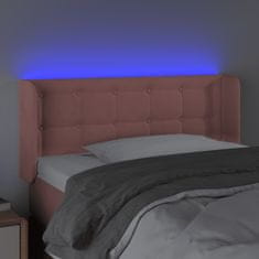 Greatstore Čelo postele s LED růžové 83 x 16 x 78/88 cm samet