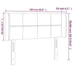 Greatstore Čelo postele s LED světle šedé 103 x 16 x 78/88 cm samet