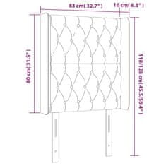 Greatstore Čelo postele s LED světle šedé 83 x 16 x 118/128 cm samet