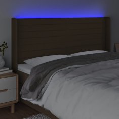 Vidaxl Čelo postele s LED tmavě hnědé 203 x 16 x 118/128 cm textil