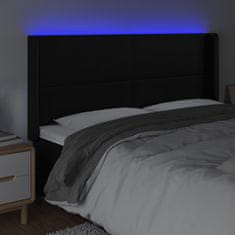 Greatstore Čelo postele s LED černé 183 x 16 x 118/128 cm umělá kůže