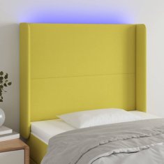 Greatstore Čelo postele s LED zelené 103 x 16 x 118/128 cm textil