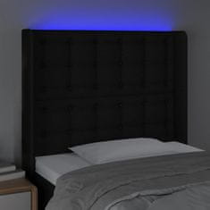 Vidaxl Čelo postele s LED černé 93 x 16 x 118/128 cm textil