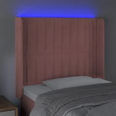 Greatstore Čelo postele s LED růžové 103 x 16 x 118/128 cm samet