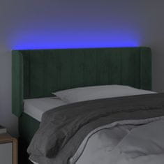 Vidaxl Čelo postele s LED tmavě zelené 103 x 16 x 78/88 cm samet