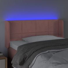 Greatstore Čelo postele s LED růžové 83 x 16 x 78/88 cm samet