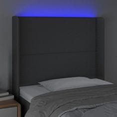 Greatstore Čelo postele s LED tmavě šedé 83 x 16 x 118/128 cm textil