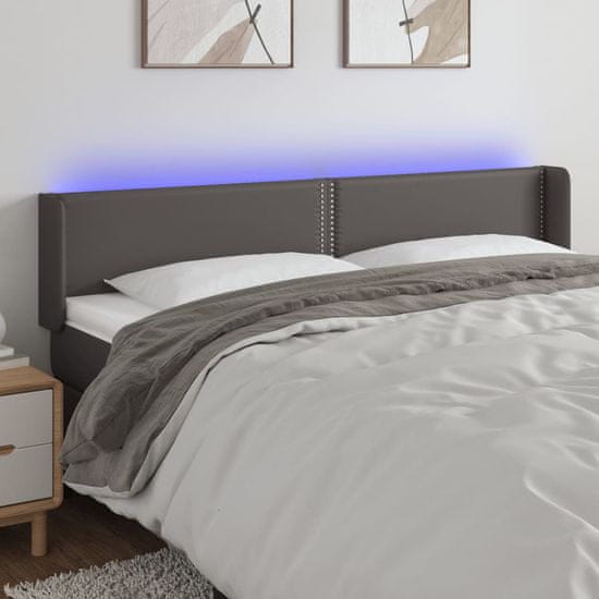 Greatstore Čelo postele s LED šedé 183 x 16 x 78/88 cm umělá kůže