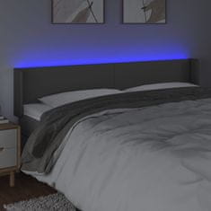 Vidaxl Čelo postele s LED šedé 183 x 16 x 78/88 cm umělá kůže