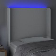 Greatstore Čelo postele s LED bílé 93 x 16 x 118/128 cm umělá kůže