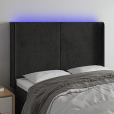 Vidaxl Čelo postele s LED černé 147 x 16 x 118/128 cm samet