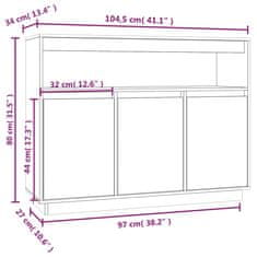 Vidaxl Příborník bílý 104,5 x 34 x 80 cm masivní borové dřevo