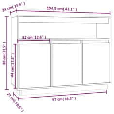 Greatstore Příborník medově hnědý 104,5 x 34 x 80 cm masivní borové dřevo