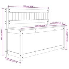 Vidaxl Lavice 110 x 41 x 76,5 cm masivní borovice