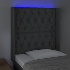 Greatstore Čelo postele s LED tmavě šedé 83 x 16 x 118/128 cm textil