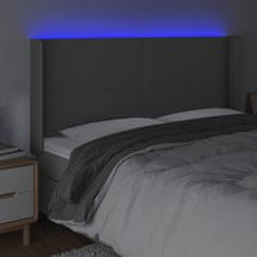 Greatstore Čelo postele s LED šedé 203 x 16 x 118/128 cm umělá kůže