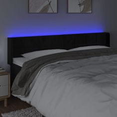 Vidaxl Čelo postele s LED černé 203 x 16 x 78/88 cm samet