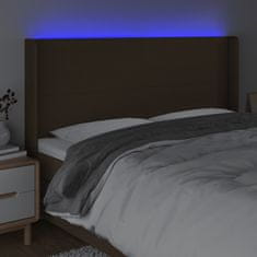 Vidaxl Čelo postele s LED tmavě hnědé 163 x 16 x 118/128 cm textil