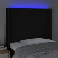 Greatstore Čelo postele s LED černé 83 x 16 x 118/128 cm textil