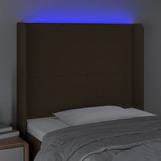 Greatstore Čelo postele s LED tmavě hnědé 93 x 16 x 118/128 cm textil