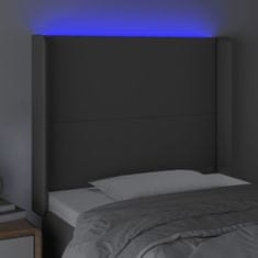 Greatstore Čelo postele s LED šedé 93 x 16 x 118/128 cm umělá kůže