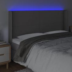 Greatstore Čelo postele s LED šedé 183 x 16 x 118/128 cm umělá kůže