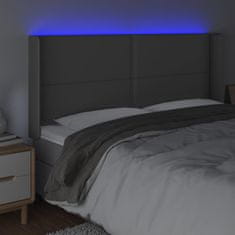 Greatstore Čelo postele s LED šedé 183 x 16 x 118/128 cm umělá kůže