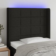 Vidaxl Čelo postele s LED černé 83 x 16 x 118/128 cm textil